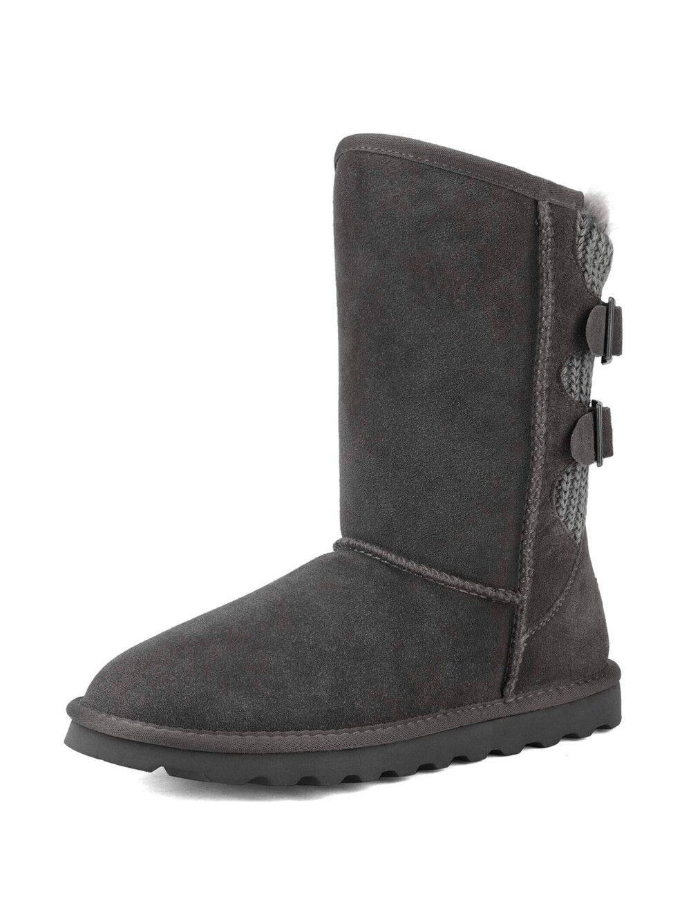 DREAM PAIRS Women's Grey Faux Fur Mid Calf Fashion Winter Snow Boots Size 5 M US